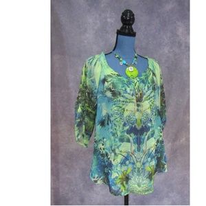 NEW Energe Iris Fern Tunic Boho Top Size L